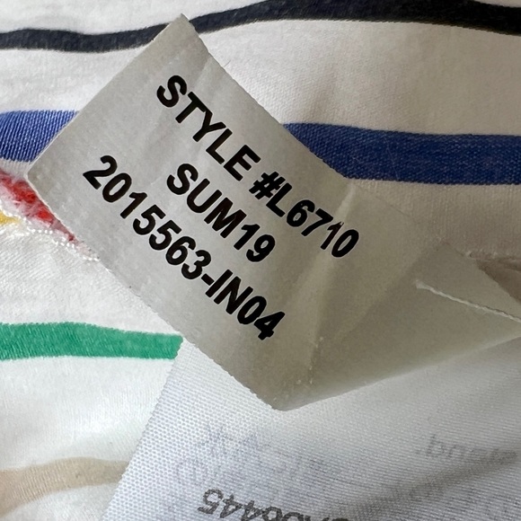 J CREW Button-Front Tie-Waist Top in Rainbow Mini Stripe Poplin - L6710 - Sz XS - Picture 11 of 11